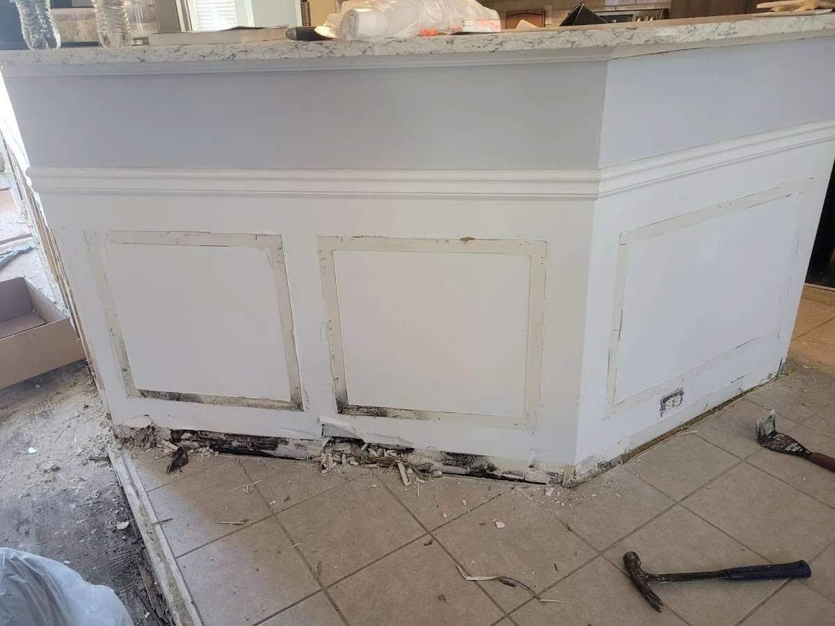 Water damage and mold on kitchen during Storm Damage Restoration in Greenwood Village